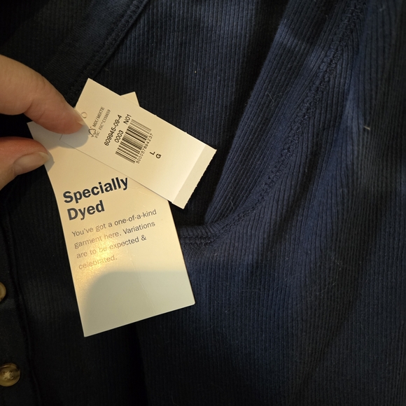 Old Navy Women's Button Down Navy Tie-Dye Shirt - Picture 3 of 4